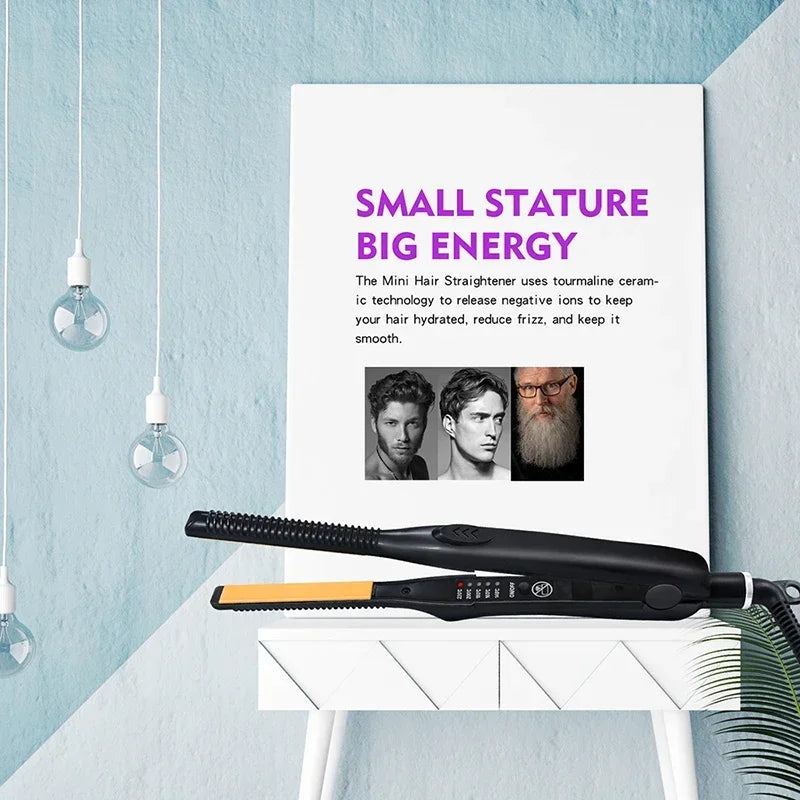 Showlu Smart General mini hair straightener with black ceramic plates, compact design for quick styling at home or on the go.