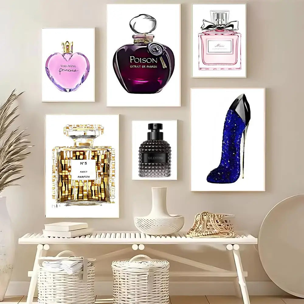 Showlu Fashion perfume bottle wall art poster featuring a modern Nordic paper mural with a sleek perfume bottle design.