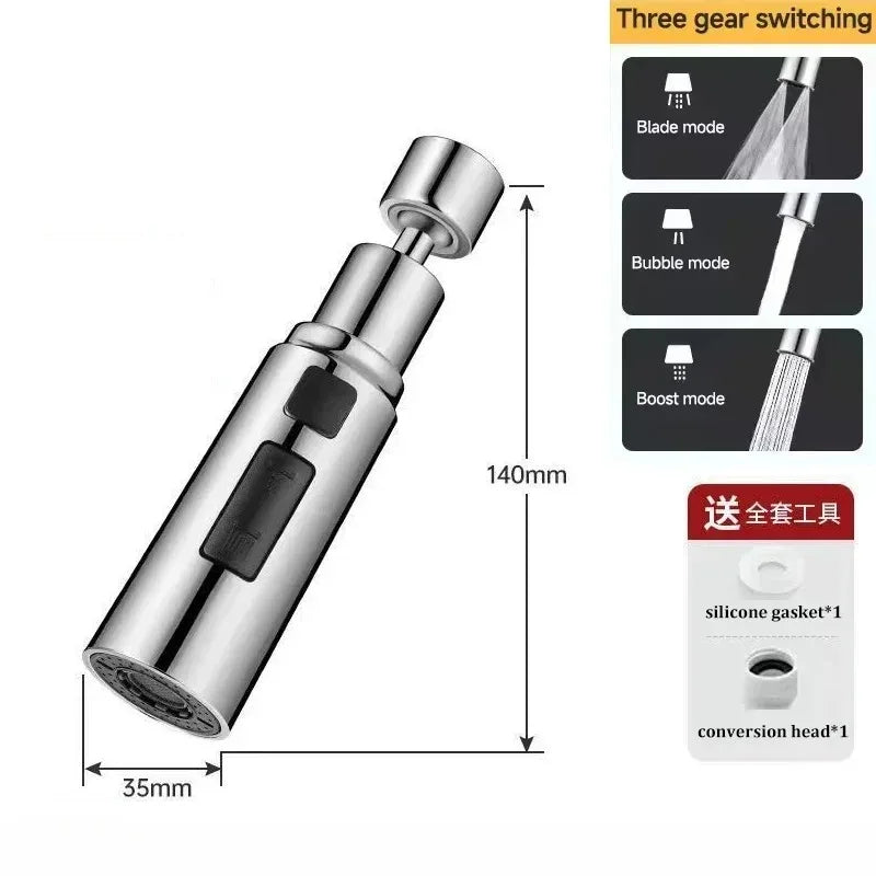 Showlu universal faucet extender with 3-mode anti-splash metal sprayer for enhanced water control and splash prevention.
