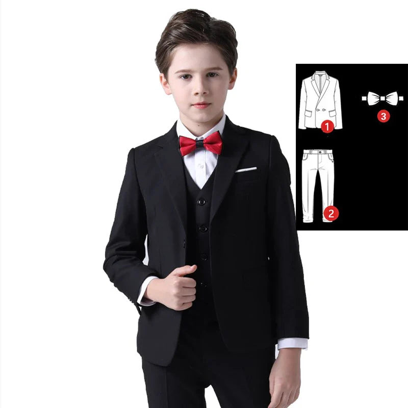 LUOBOBEIBEIC boys' 3-piece plaid formal suit by SHOWLU FASHION STORE, including tuxedo jacket, vest, and pants for kids' weddings