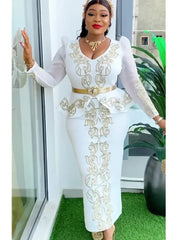 2025 Elegant African Dresses for Women New Africa Clothing Plus Size Wedding Party Long Dress Dashiki Ankara Outfits Robe