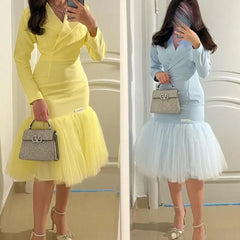 Customized Jiayigong     s Draped Formal Evening Mermaid V-neck Bespoke Occasion  Tea Length