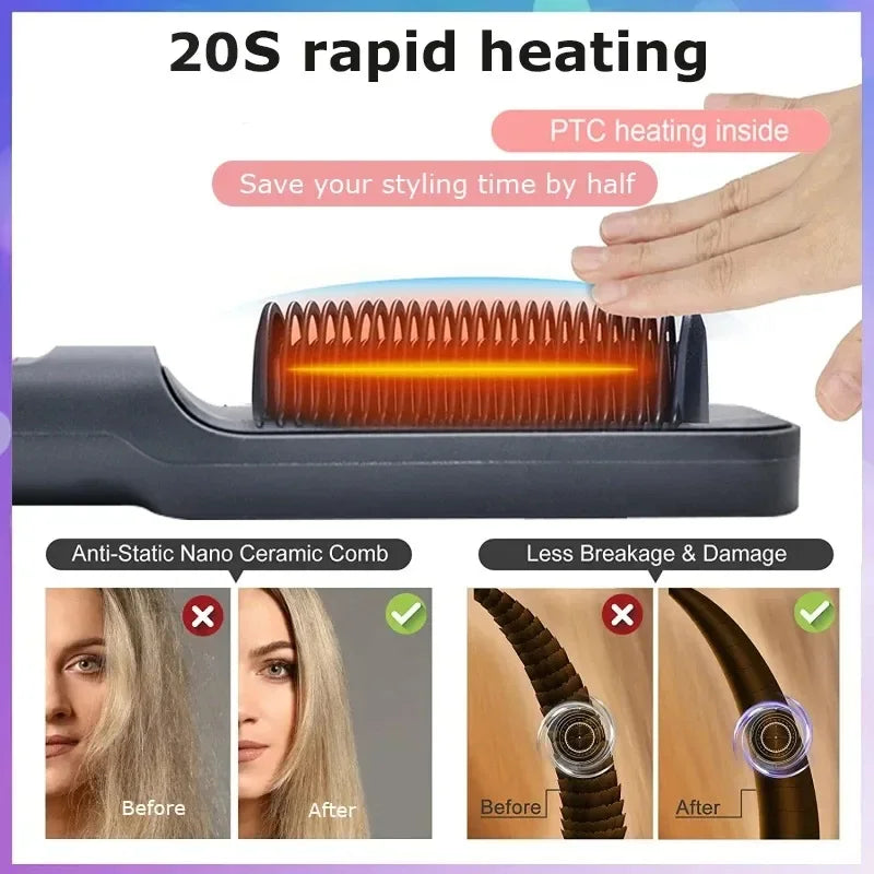 Showlu Smart General electric hair straightener comb with fast heat up to 220°C, smooths and styles hair efficiently.