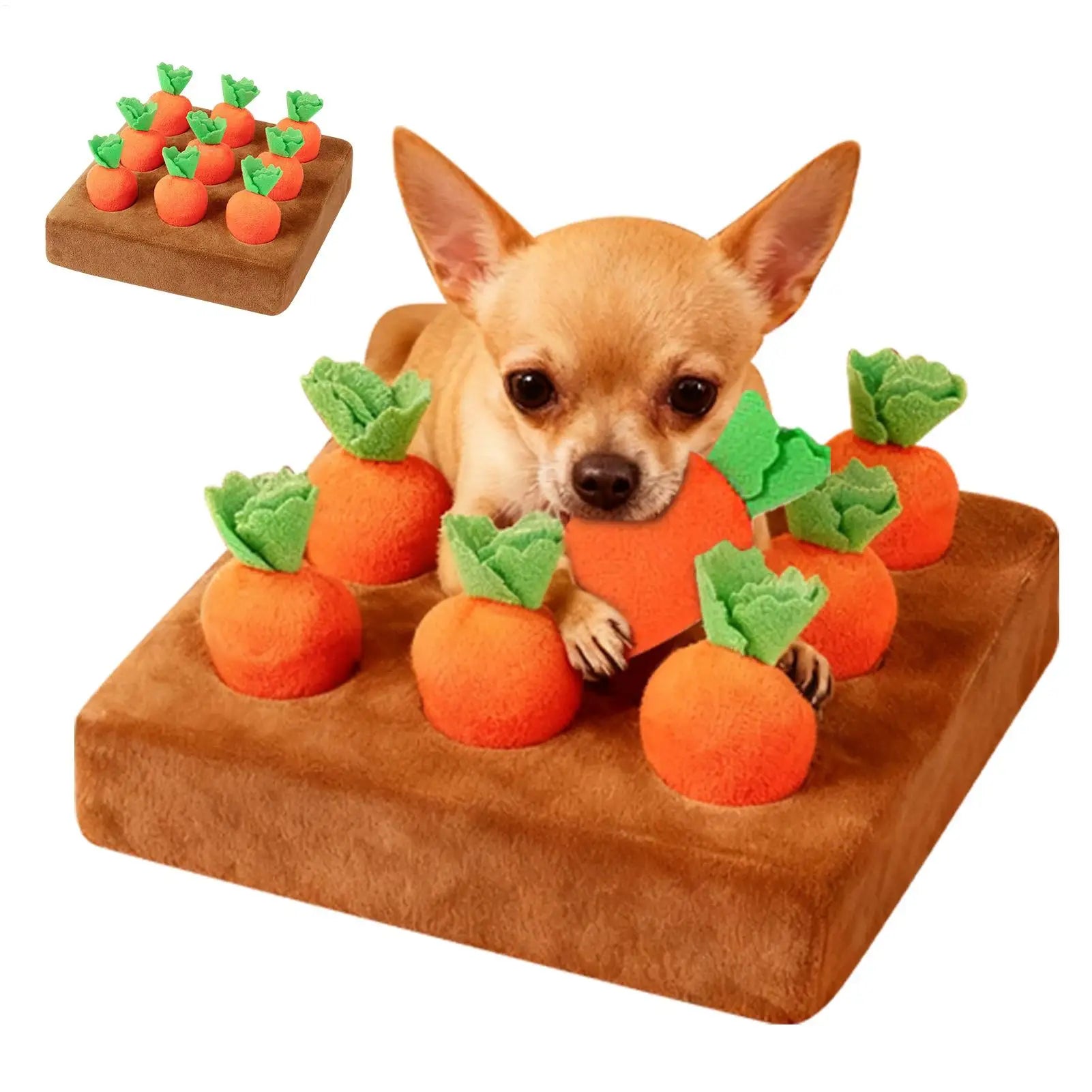 Colorful dog snuffle mat by Showlu Fashion Store, designed for enrichment, foraging, and boredom relief with carrot puzzle design.