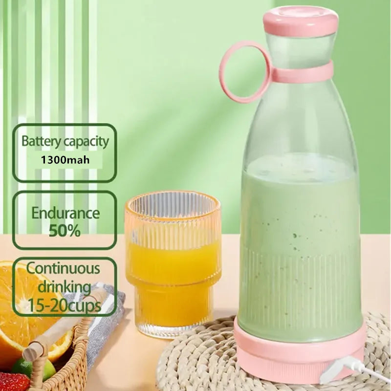 Showlu portable electric juicer cup with 6-blade USB rechargeable blender, compact design, and sleek black finish.