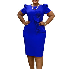 Dashiki African Dresses for Women Elegant Spring Fashion Africa Short Sleeve Polyester Bodycon Midi Dress Outfits Ankara Dresses