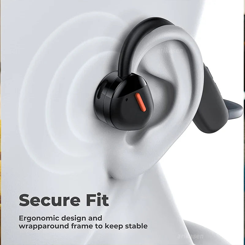 Arikasen open ear air conduction headphones by SHOWLU FASHION STORE, waterproof IP67 Bluetooth 5.3 wireless headphones in black
