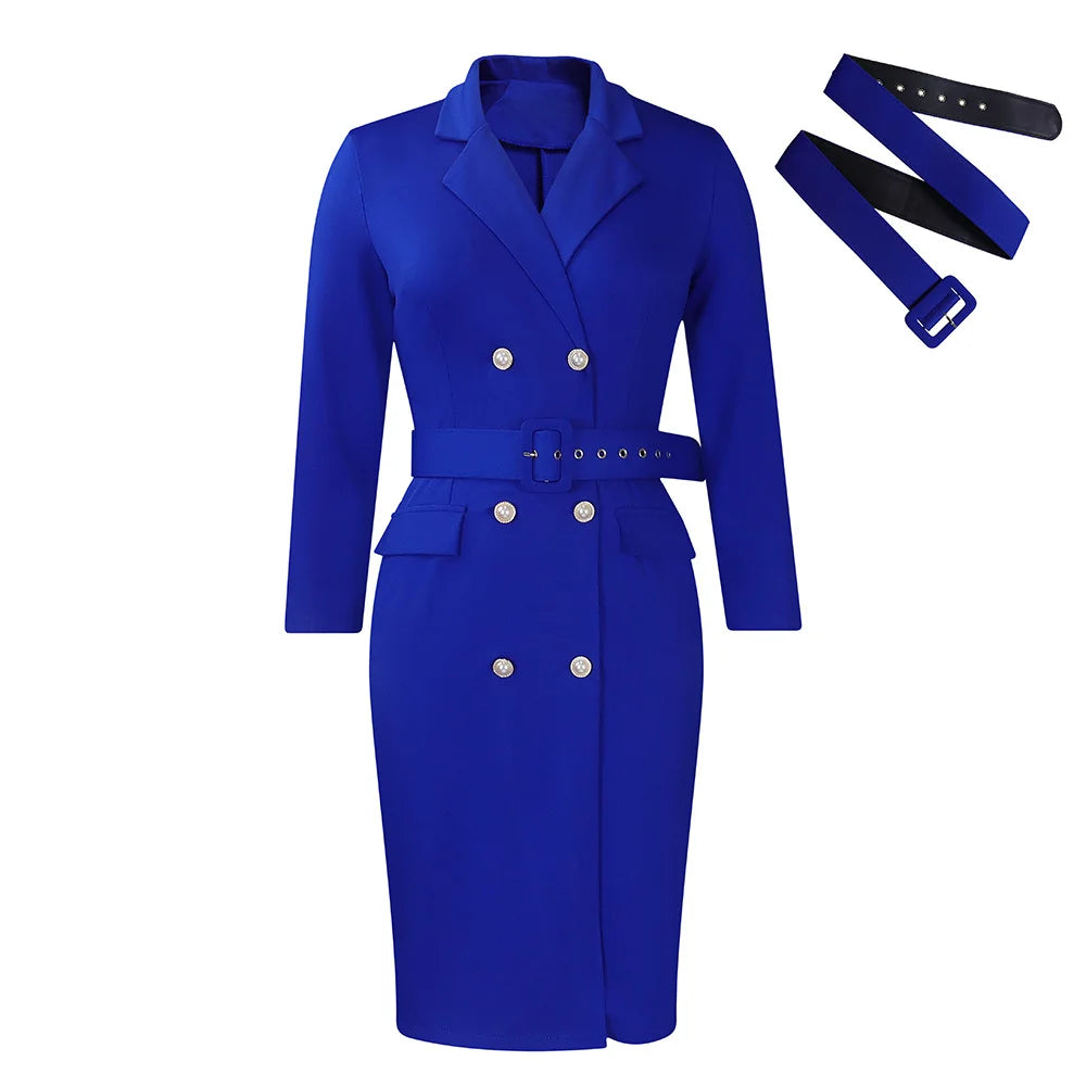 Showlu Smart General women's long Western-style skirt with double row buckle design, vibrant pure color, suitable for trendy, casual wear.