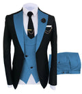 Men's luxury tuxedo 3-piece suit with jacket, trousers, and vest, perfect for parties, groomsmen, or formal events.