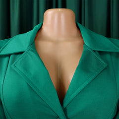 Women's plus Size Solid Color Summer Fashion Dress Short-Sleeved Suit Collar Strap Design 2024