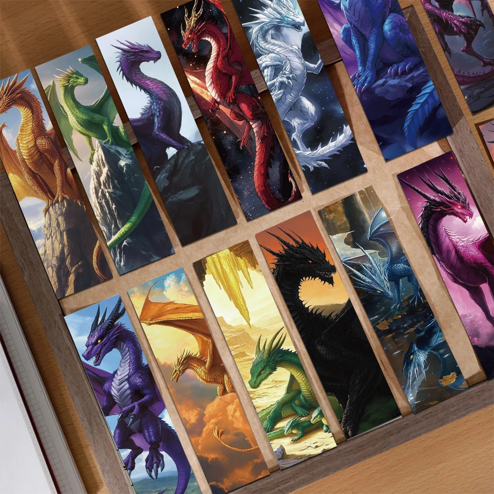 Showlu Majestic Dragon Wings paper bookmarks set with 30 aesthetic stationery pieces, featuring detailed dragon wing designs.