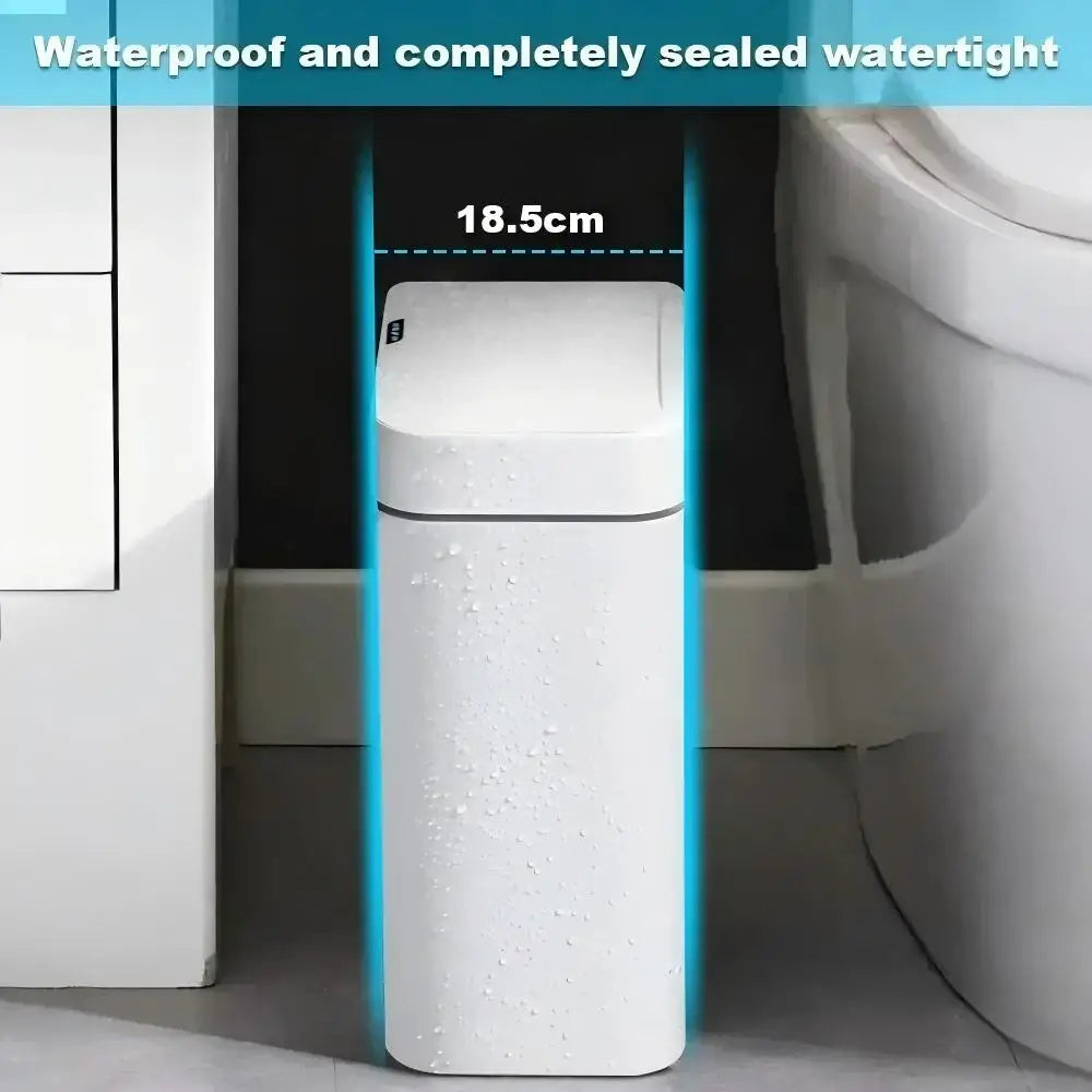 Showlu Smart 15L automatic motion sensor trash can with waterproof design, sleek modern appearance, and touchless operation.