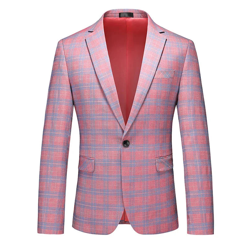 Qj Cinga men's plaid slim fit business suit jacket, single-breasted blazer with classic design and tailored fit, stylish professional look