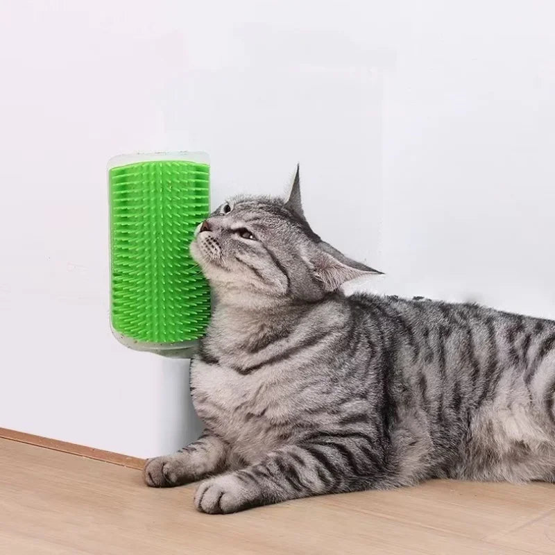 Self-cleaning cat massage and hair removal comb by Showlu Fashion Store, wall-mounted rubbing brush for cats and pet grooming.