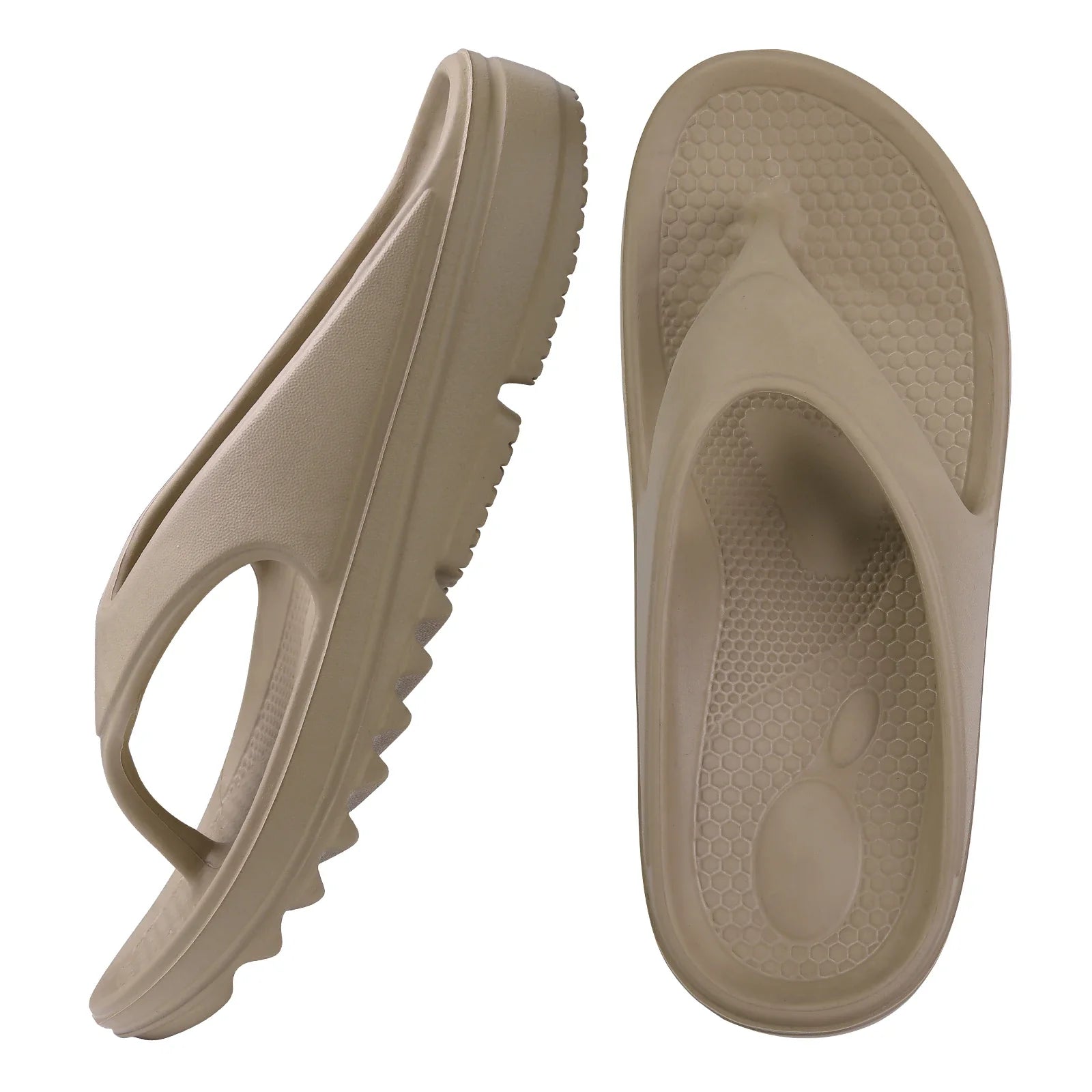 Comwarm thick sole flip flops for women with soft EVA yoga mat footbed, ideal for beach and casual wear.