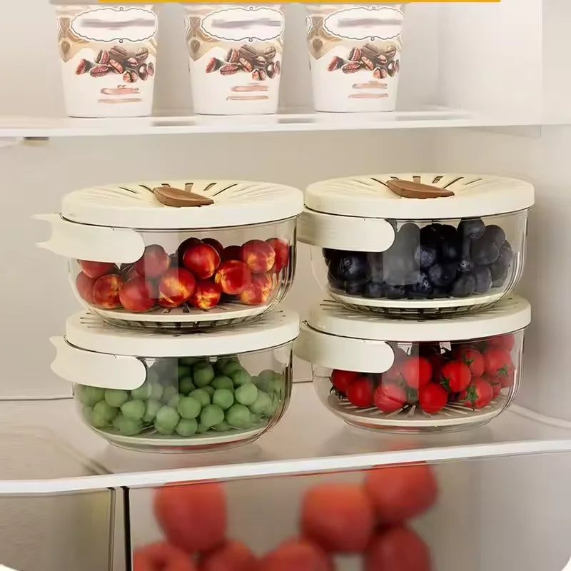 SHOWLU FASHION STORE Kitchya folding vegetable and fruit cleaning basket with drainage holes, compact kitchen drainage box for rinsing produce.
