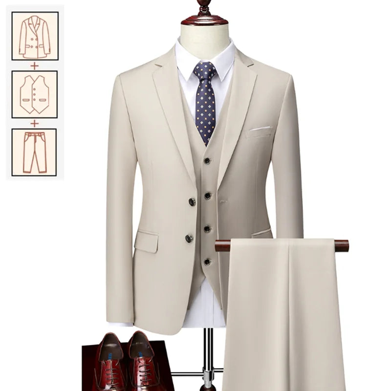 Men's black business casual suit from Showlu Fashion, featuring a solid color tuxedo dress for formal events and parties.