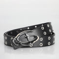 Men's punk alien buckle belt in vintage gothic style with PU leather, suitable for men and women, paired with jeans.