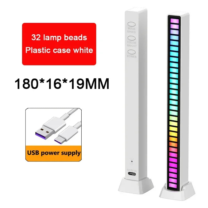RGB Sound Control LED music rhythm light bar by Showlu Smart General with colorful lights syncing to music beats.