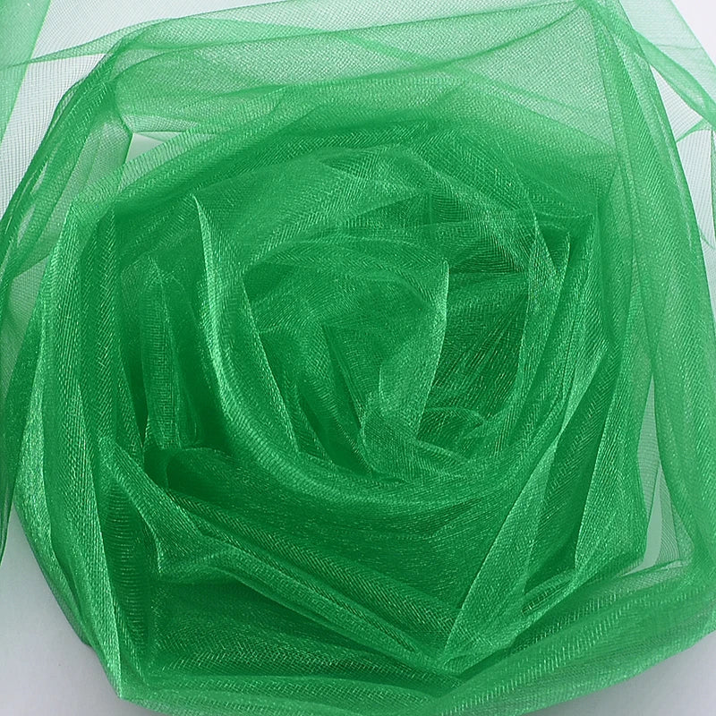 Wedding organza roll with sheer crystal tulle fabric for wedding arch decor, party backdrops, and baby shower decorations.