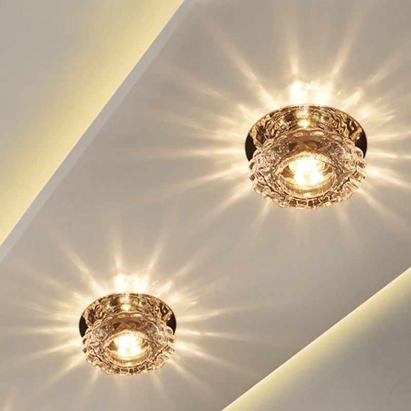 Modern crystal LED ceiling light by Showlu Fashion Store, flush mount glass lamp with elegant design and bright illumination.