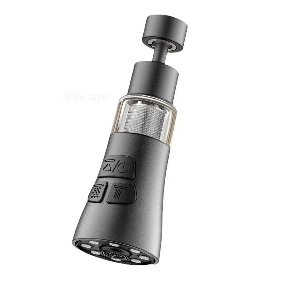 Showlu 360° rotating kitchen faucet extender with ABS splash filter nozzle, enhances water flow and coverage for kitchen sinks.