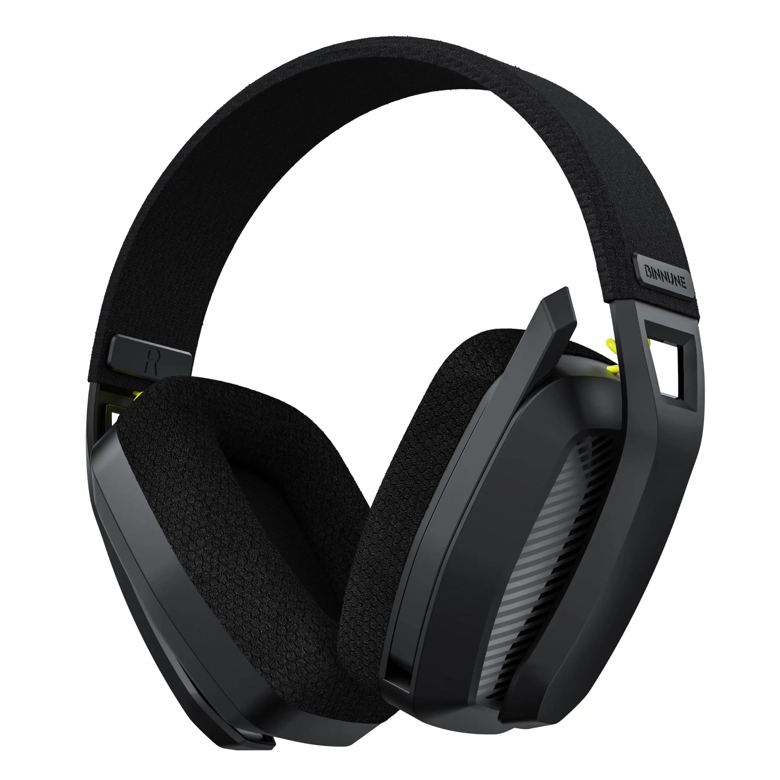 Wireless gaming headset by BINNUNE BW06 with microphone, compatible with PS5, PS4, PC, Mac, featuring Bluetooth and comfortable ear cups.