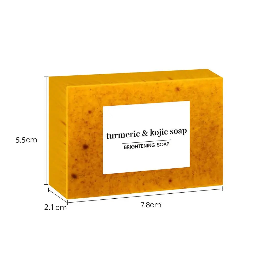 Handmade turmeric and lemon kojic acid soap bar, natural body and facial cleanser, shown in a set of 1, 3, or 5 pieces.