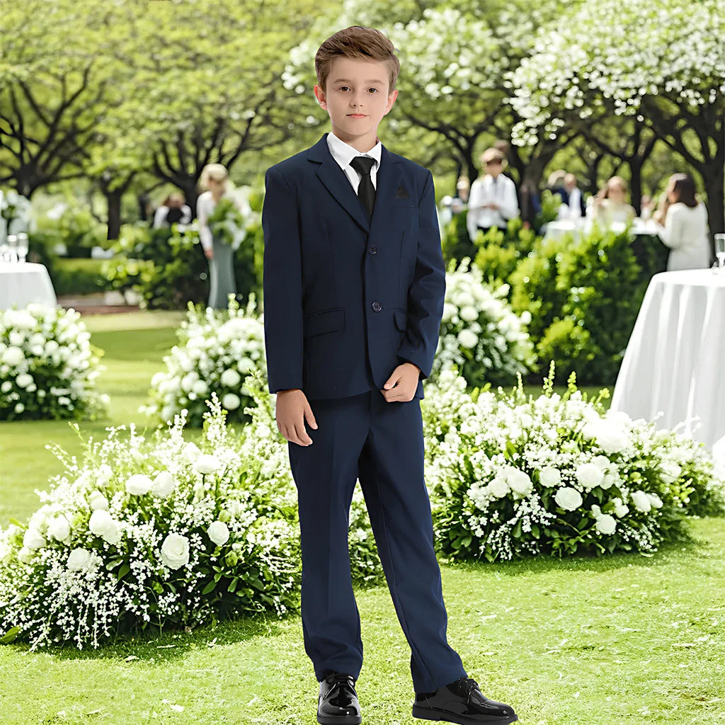 Kids boys formal suit set featuring a cotton blazer and tuxedo for weddings, by SHOWLU FASHION STORE.