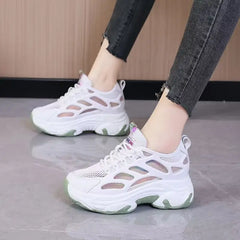 Woman Footwear Whit Mesh Breathable Shoes for Women High on Platform Designer Luxury 39 Stylish Original Comfortable and Elegant