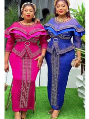 2025 Elegant African Dresses for Women New Africa Clothing Plus Size Spring Wedding Party Long Dress Dashiki Ankara Outfits Robe
