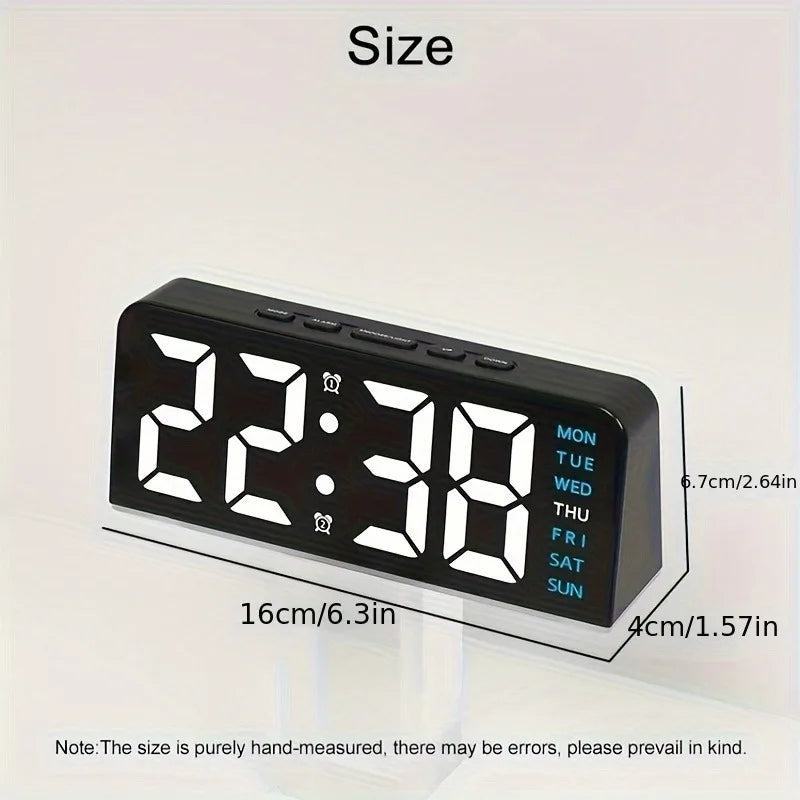 Showlu Smart LED digital alarm clock with mood light and USB display, featuring a sleek modern design and clear digital readout.