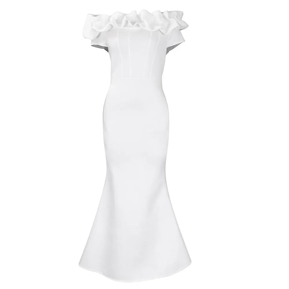 Kalenmos women's off-shoulder ruffle evening gown by SHOWLU FASHION STORE, slim fit party dress with elegant ruffle details