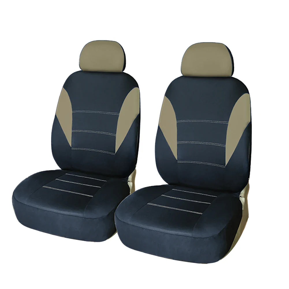 Universal SHOWLU FASHION STORE auto high car seat covers in polyester for front and rear protection, shown on vehicle seats.