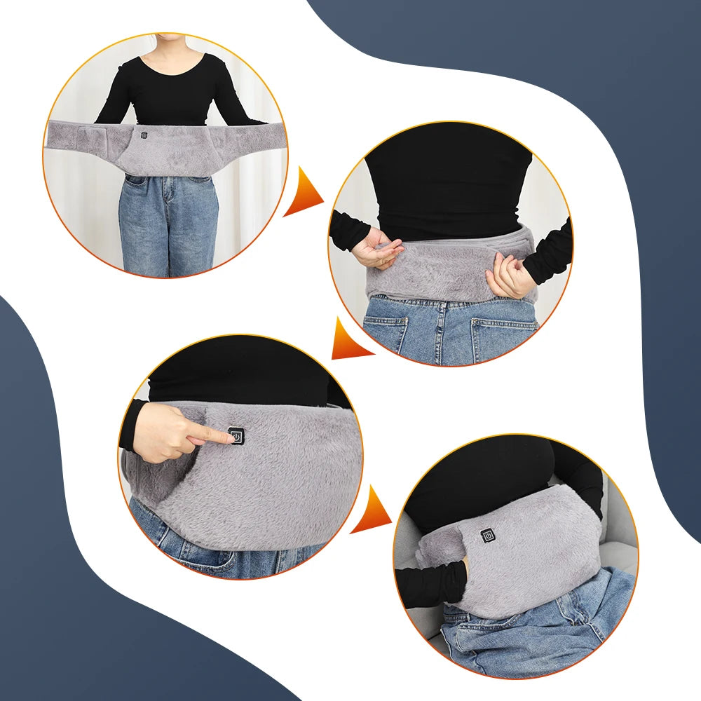 Showlu Smart General USB electric heating waist belt with graphene warm pad, adjustable for comfortable heat therapy.