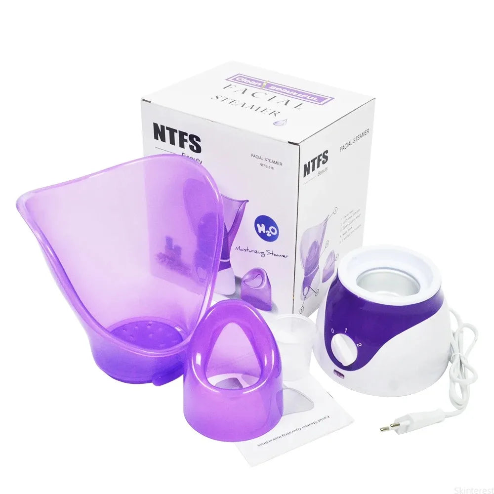 Showlu Smart Facial Steamer with hot and cold spray for facial moisturizing and skin refreshment, shown with device and misting function.