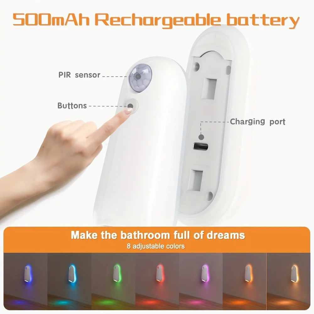 Showlu Smart Motion Sensor Mouse LED Night Light illuminating a dark space with a sleek design and soft white LED lighting.