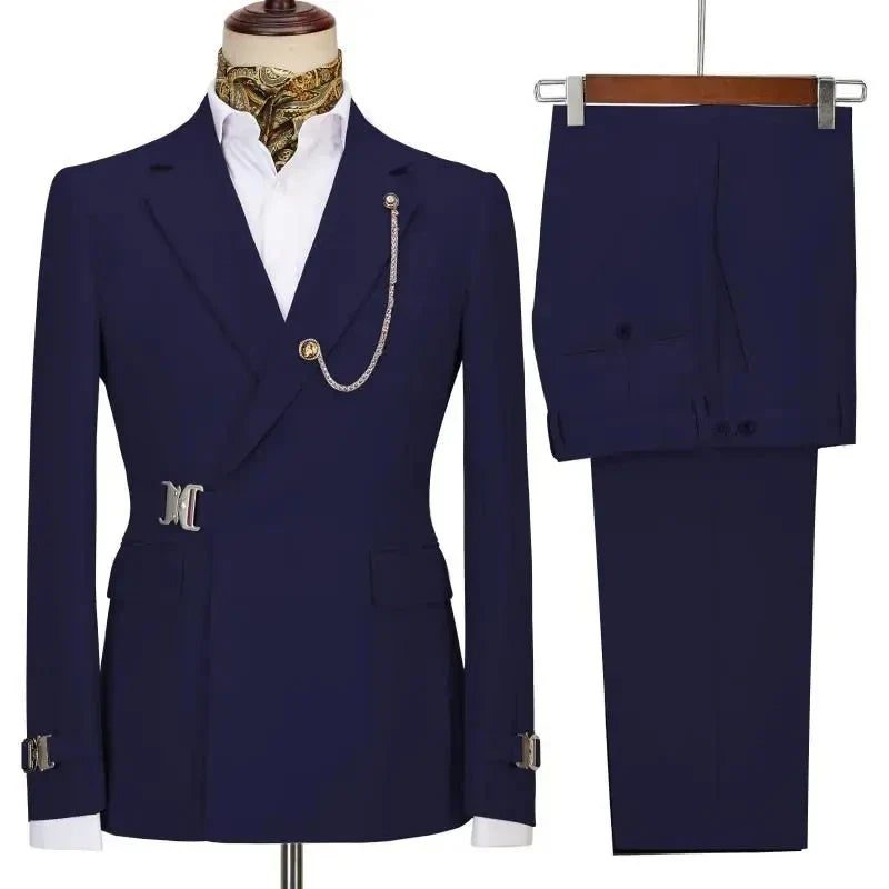 Men's slim fit Italian suit by SHOWLU FASHION STORE, featuring a notched lapel tuxedo style, perfect for formal occasions.