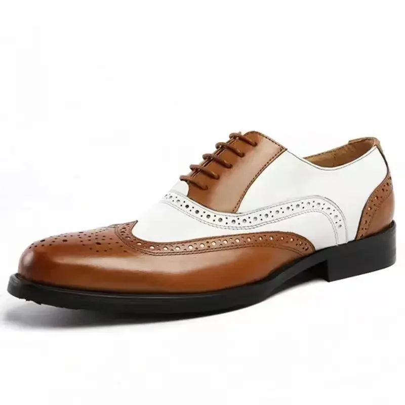 Men's classic dress shoes by Showlu Fashion, lace-up, point toe, formal business casual footwear, suitable for weddings and plus sizes.