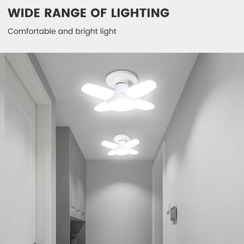 Showlu Smart foldable fan blade LED ceiling lamp with E27 socket and cold white light, showcasing its sleek modern design.