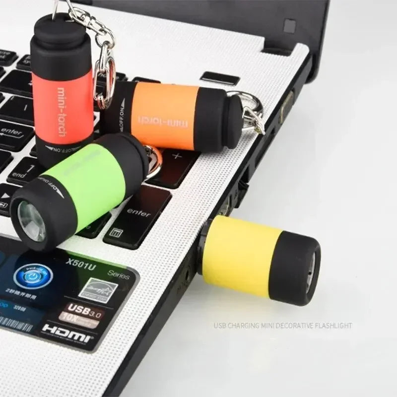 Showlu portable LED micro pocket flashlight with USB rechargeable keychain, compact and lightweight for everyday use.