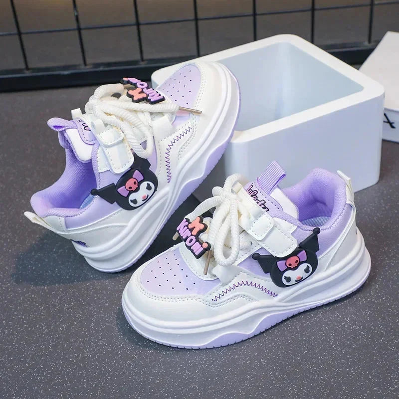 Sanrio Hello Kitty Girls running shoes featuring Kuromi cartoon design and platform sneakers with vibrant colors and playful style