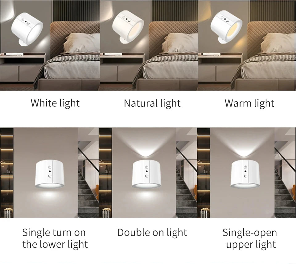 Rechargeable LED wall sconce by Showlu Smart General, featuring sleek design and adjustable lighting for modern home decor.