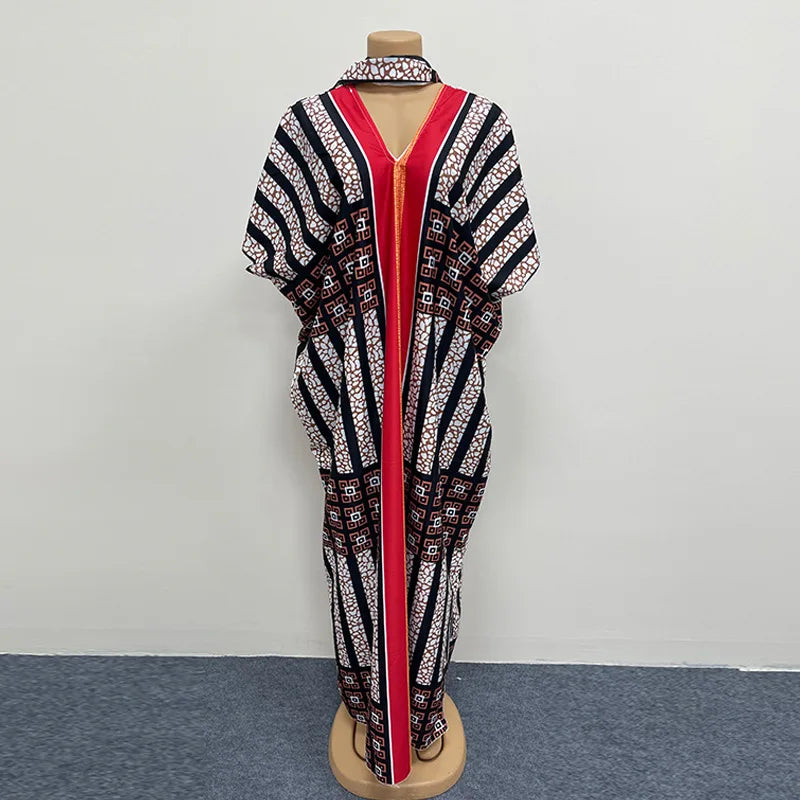 African long dress for women featuring traditional Ankara dashiki design, from Showlu Fashion Store, with vibrant patterns and flowing fabric.