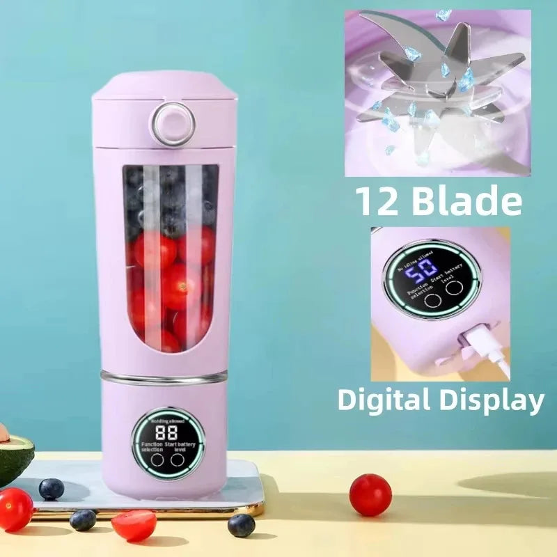 Portable USB Blender Juicer Bottle by Showlu Smart General, showing the compact blender with a clear container and blending lid.