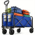 Showlu Smart General foldable beach cart with large wheels, lightweight aluminum frame, and adjustable handle for easy outdoor transport.