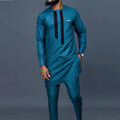 SHOWLU FASHION men's striped two-piece suit made of cotton blend, featuring a formal jacket and matching trousers.