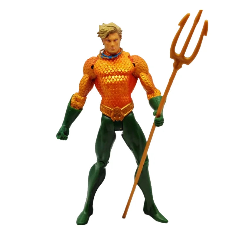 Justice League action figure by Bandai, 18cm movable PVC DC superhero toy with detailed design and poseable joints.