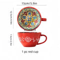 Showlu Fashion Bohemian ceramic coffee mug with 13.5 oz capacity, featuring a stylish porcelain tea cup design.