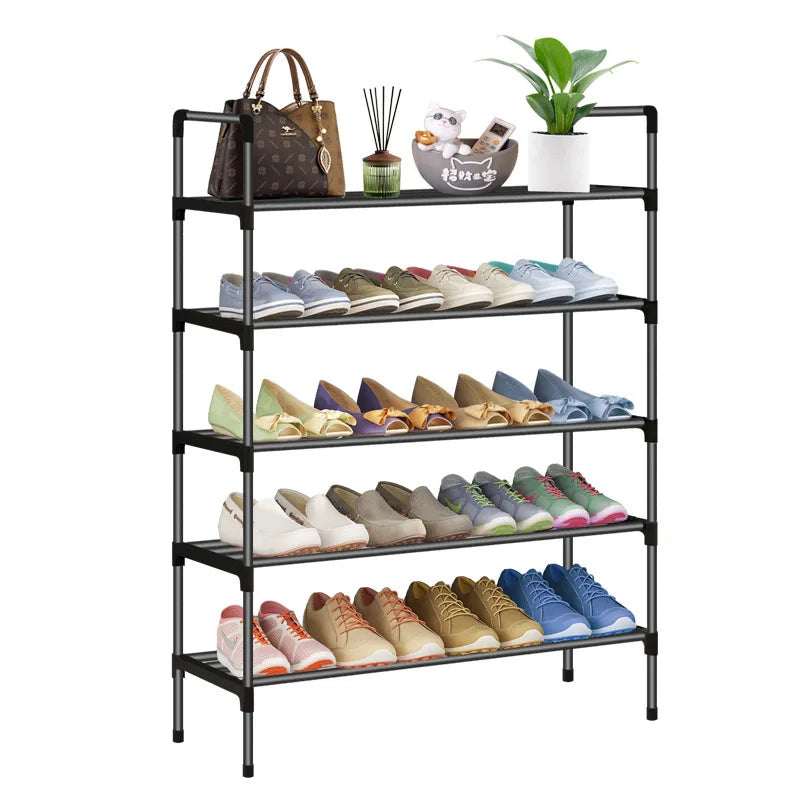 Simple Black Layers Morden Style Metal Shoe Shelves On Hot Sales
